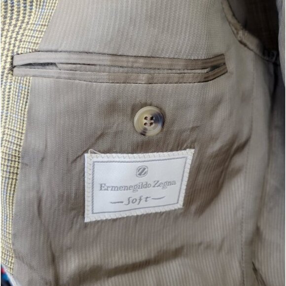 ERMENEGILDO ZEGNA SOFT Tan Linen Wool Mohair Blend 3 Button Blazer 50R - Picture 7 of 10